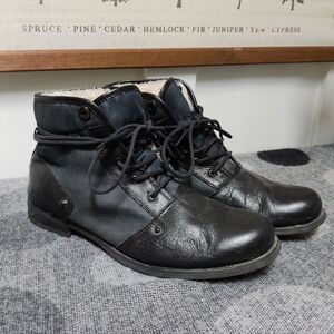 Rudsak Black Leather & Canvas Lace-Up Ankle Boots Size 43 (Men’s 10)